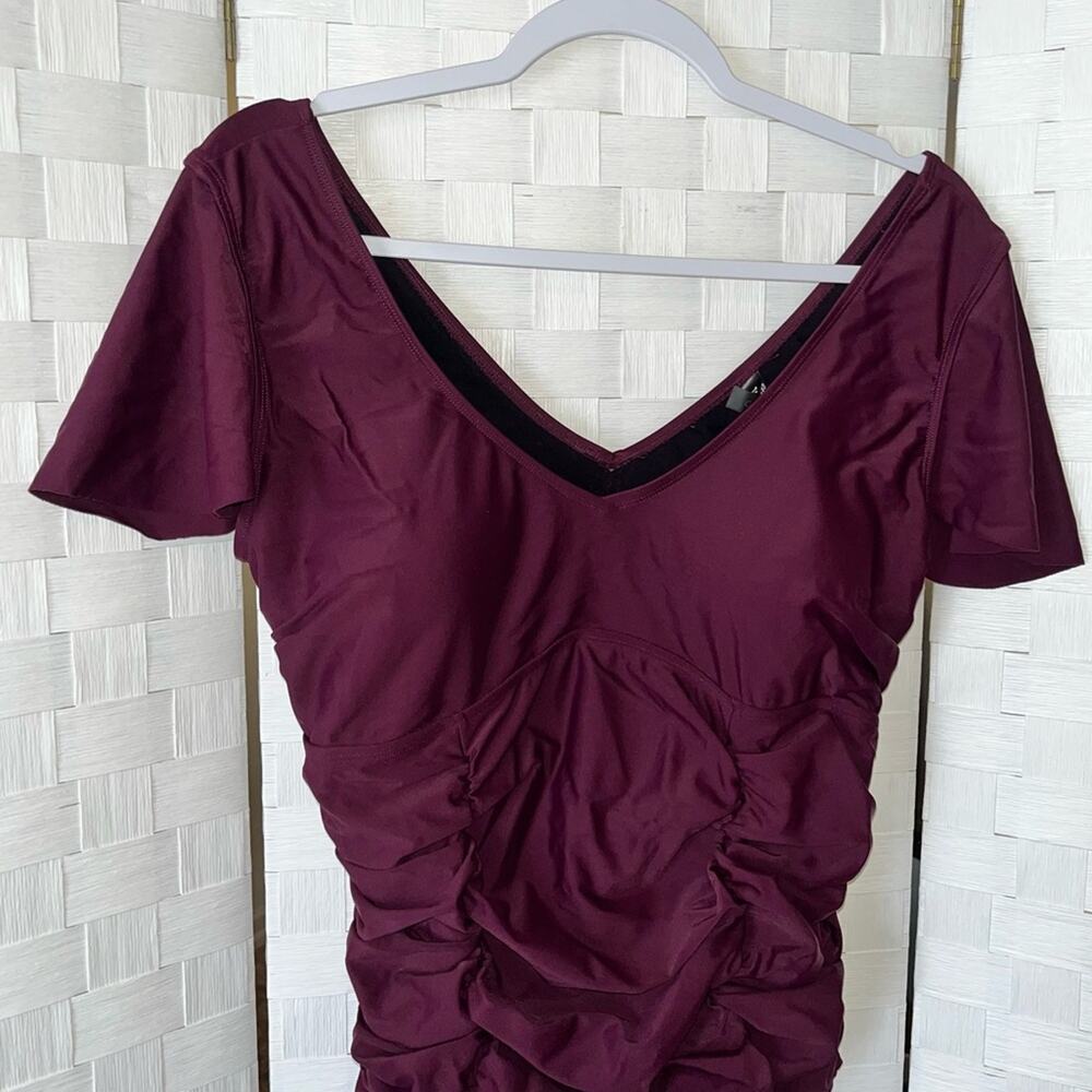 Torrid One Piece Wireless Flutter Sleeve Swimsuit Size 2X Grape Slimming Modest - Picture 3 of 10